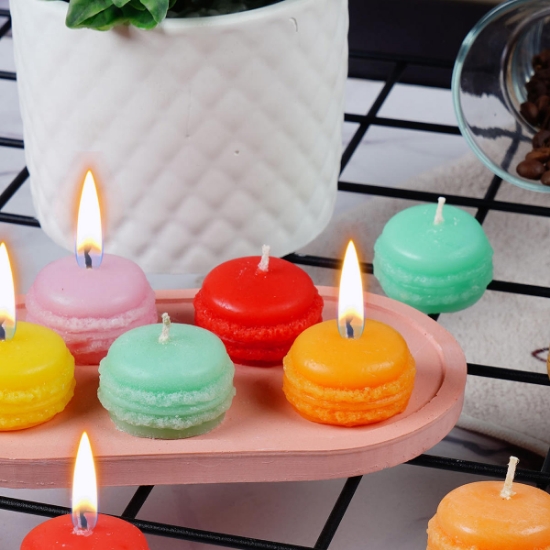 Renkli Makaron Dekoratif Mum